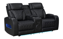 Jazz Black Leather Aire Transformer Power Reclining Sofa & Loveseat Living Room Set