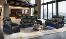 Jazz Black Leather Aire Transformer Power Reclining Sofa, Loveseat & Chair Living Room Set