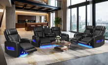 Jazz Black Leather Aire Transformer Power Reclining Sofa, Loveseat & Chair Living Room Set