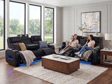Jazz Black Leather Aire Transformer Power Reclining Sofa & Loveseat Living Room Set