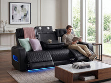 Jazz Black Leather Aire Transformer Power Reclining Sofa