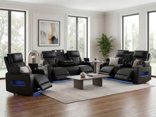 Jazz Black Leather Aire Transformer Power Reclining Sofa, Loveseat & Chair Living Room Set