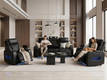Jazz Black Leather Aire Transformer Power Reclining Sofa, Loveseat & Chair Living Room Set