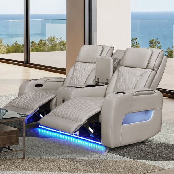Jazz Ice Leather Aire Transformer Power Reclining Loveseat