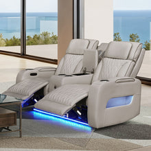 Jazz Ice Leather Aire Transformer Power Reclining Loveseat