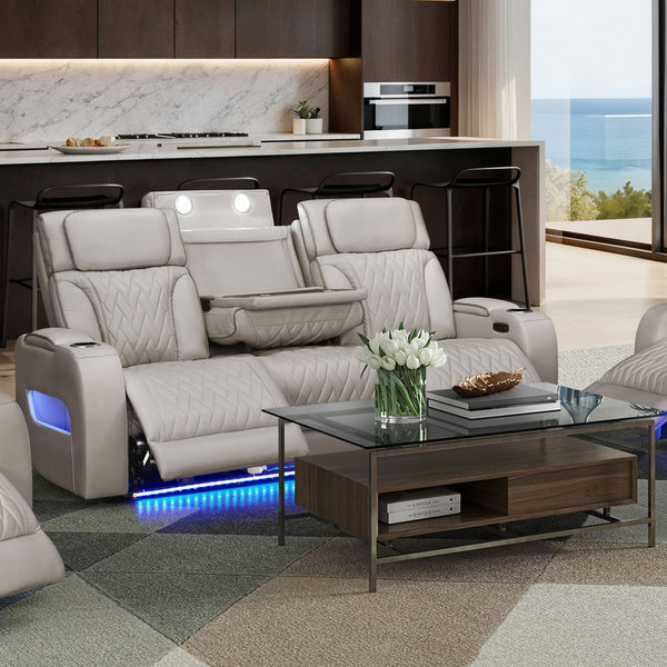 Jazz Ice Leather Aire Transformer Power Reclining Sofa