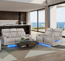 Jazz Ice Leather Aire Transformer Power Reclining Sofa & Loveseat Living Room Set