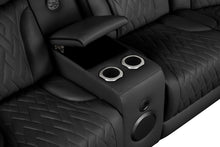 Jazz 117"W Black Leather Aire Transformer Power Reclining Sectional Sofa