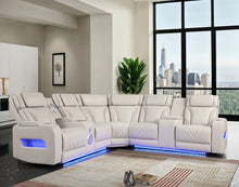 Jazz 117"W Ice Leather Aire Transformer Power Reclining Sectional Sofa