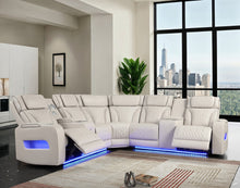Jazz 117"W Ice Leather Aire Transformer Power Reclining Sectional Sofa