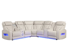 Jazz 117"W Ice Leather Aire Transformer Power Reclining Sectional Sofa