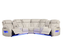 Jazz 117"W Ice Leather Aire Transformer Power Reclining Sectional Sofa