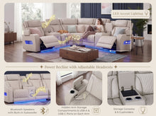 Jazz 117"W Ice Leather Aire Transformer Power Reclining Sectional Sofa