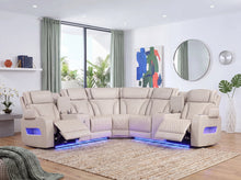 Jazz 117"W Ice Leather Aire Transformer Power Reclining Sectional Sofa