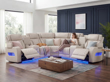 Jazz 117"W Ice Leather Aire Transformer Power Reclining Sectional Sofa