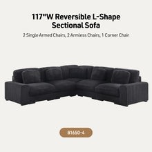 Sloane 117"W Charcoal Corduroy Reversible L-Shape Modular Sectional Sofa (81650-4)