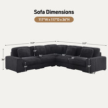 Sloane 117"W Charcoal Corduroy Reversible L-Shape Modular Sectional Sofa (81650-4)