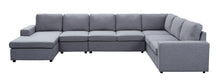 Tifton 147"W Light Gray Linen 7 Seat Reversible Modular Sectional Sofa Chaise