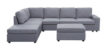 Cassia 120"W Light Gray Linen 7 Seat Reversible Modular Sectional Sofa