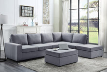 Cassia 120"W Light Gray Linen 7 Seat Reversible Modular Sectional Sofa