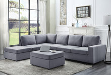 Cassia 120"W Light Gray Linen 7 Seat Reversible Modular Sectional Sofa