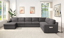 Waylon 145.5" Gray Linen 7-Seater U-Shape Sectional Sofa Left-Facing Chaise