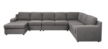 Waylon 145.5" Gray Linen 7-Seater U-Shape Sectional Sofa Left-Facing Chaise