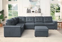 Isla 119" Gray Woven 7-Seater Sectional Sofa