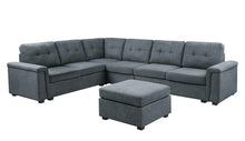 Isla 119" Gray Woven 7-Seater Sectional Sofa