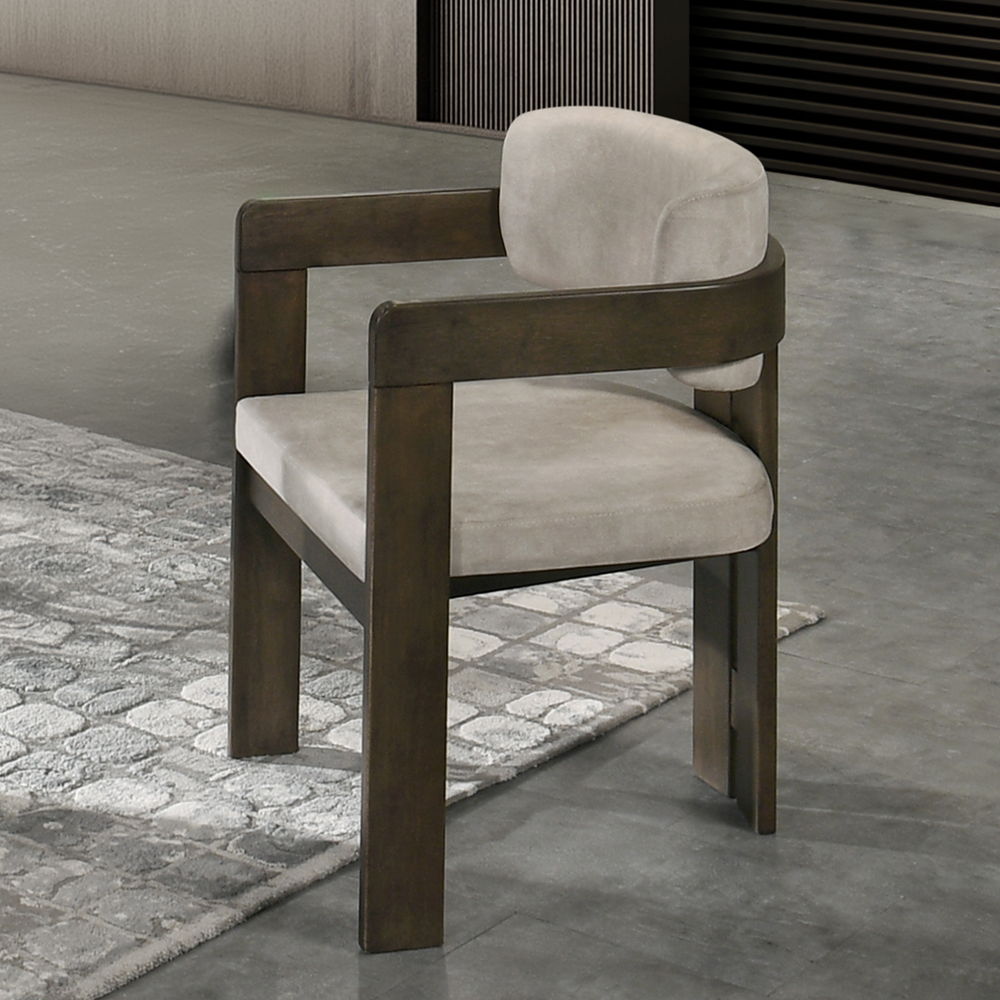 Destin - Side Chair - Light Gray Fabric & Walnut Finish