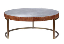 Tamas - 16" Coffee Table - Aluminum & Cocoa Top Grain Leather