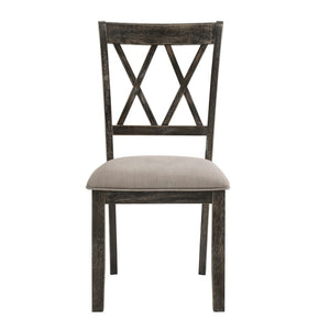 Claudia II - Side Chair (Set of 2) - Beige Fabric & Weathered Gray