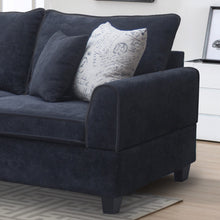 Harmony 99.5"W Black Fabric Sectional Sofa