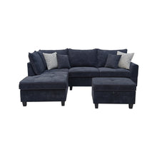 Harmony 99.5"W Black Fabric Sectional Sofa