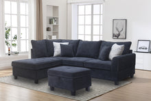 Harmony 99.5"W Black Fabric Sectional Sofa