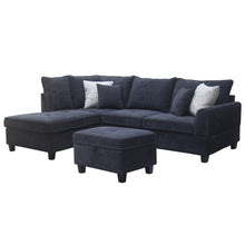 Harmony 99.5"W Black Fabric Sectional Sofa