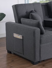 Cody II 70" Dark Gray Linen Convertible Sleeper Loveseat