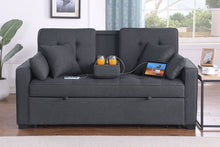 Cody II 70" Dark Gray Linen Convertible Sleeper Loveseat