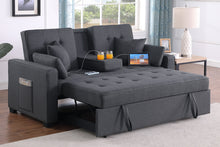 Cody II 70" Dark Gray Linen Convertible Sleeper Loveseat