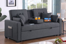 Cody II 70" Dark Gray Linen Convertible Sleeper Loveseat