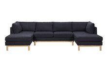 Hallie Black Sherpa 124"W Double Chaise U-Shape Sectional Sofa