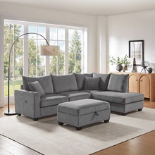 Rowan 107"W Dark Gray Corduroy Sectional Sofa