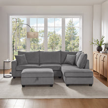 Rowan 107"W Dark Gray Corduroy Sectional Sofa