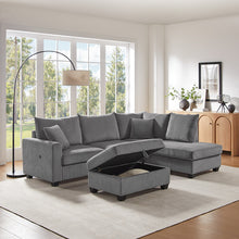 Rowan 107"W Dark Gray Corduroy Sectional Sofa