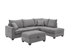 Rowan 107"W Dark Gray Corduroy Sectional Sofa