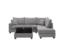 Rowan 107"W Dark Gray Corduroy Sectional Sofa