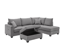 Rowan 107"W Dark Gray Corduroy Sectional Sofa