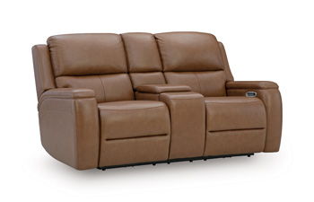 5Z-Syran Power Reclining Loveseat With Console / Adjustable Headrest Caramel