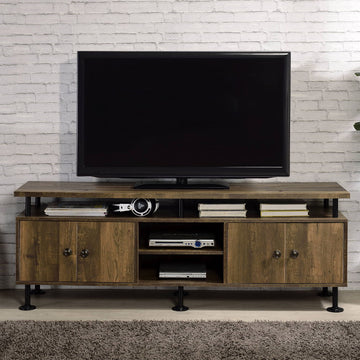 Ensata II - TV Stand - Rustic Oak & Black