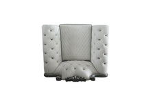 House - Delphine - Chair - Two Tone Ivory Fabric, Beige PU & Charcoal Finish